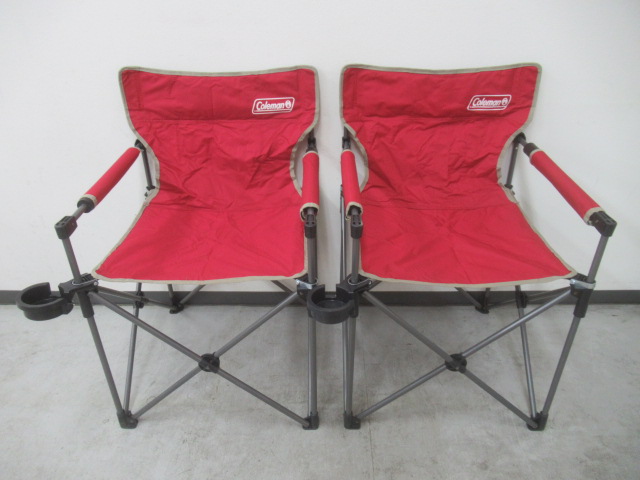 Coleman（コールマン） カップホルダー付スリムチェア レッド 2脚セット