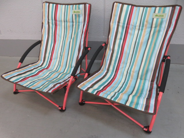 LOGOS（ロゴス） ストライプ あぐらチェア ポケットプラス×2脚