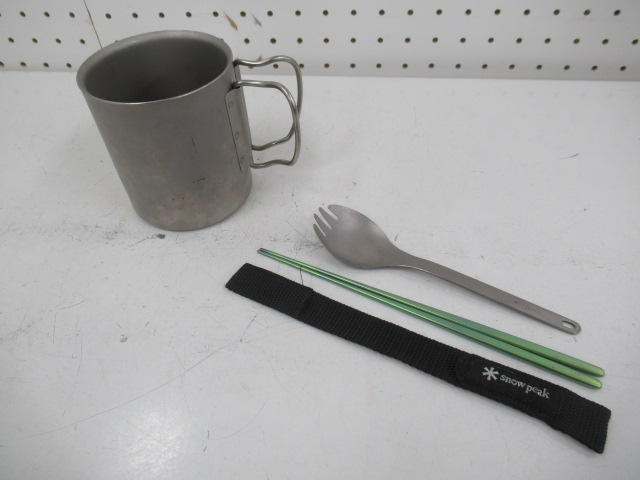 Snow Peak（スノーピーク） チタンマグ 先細箸 先割れスプーン 3点セット