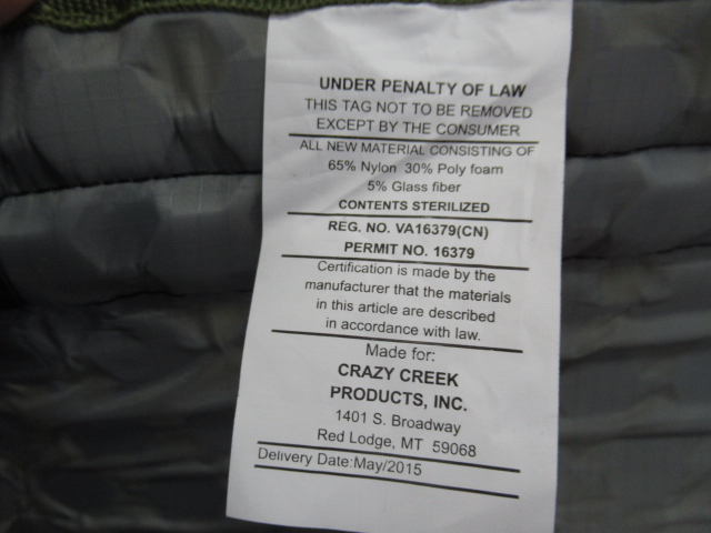 CRAZY CREEK(クレイジークリーク) ヘックス2.0 オリジナルチェア アッシュ/モス