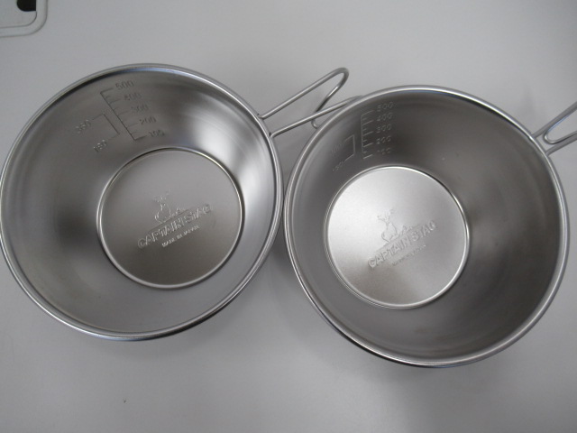 CAPTAIN STAG（キャプテンスタッグ）  ステンレス ビッグシェラカップ4個、ザルシェラ2個セット