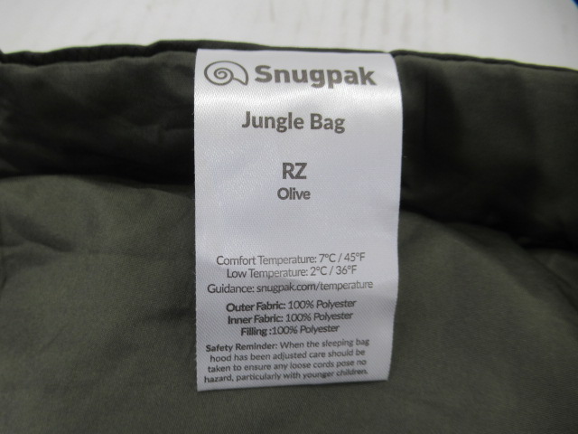 Snugpak（スナグパック）  ジャングルバッグ スクエア ライトジップ オリーブ 夏用