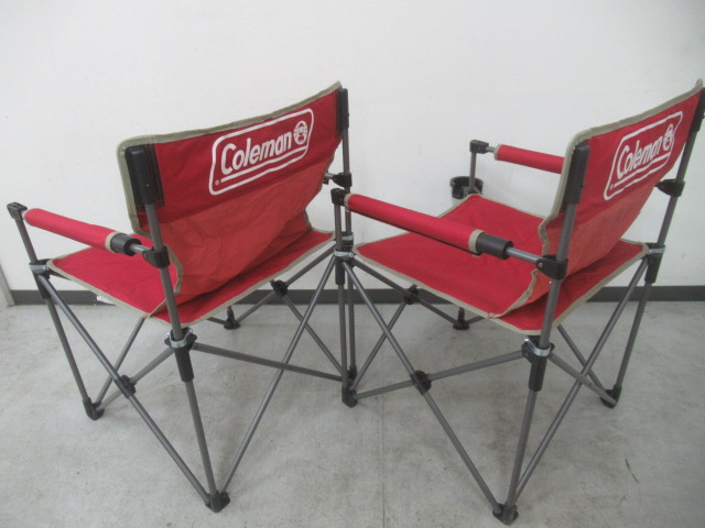 Coleman（コールマン）  カップホルダー付スリムチェア レッド 2脚セット