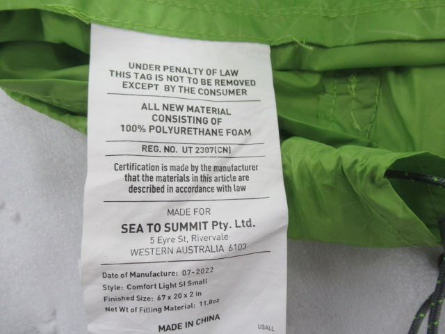 SEA TO SUMMIT（シートゥーサミット）  コンフォートライトS.I.マット  グリーン スモール