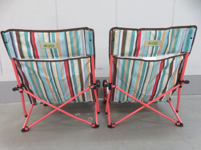 LOGOS（ロゴス）  ストライプ あぐらチェア ポケットプラス×2脚